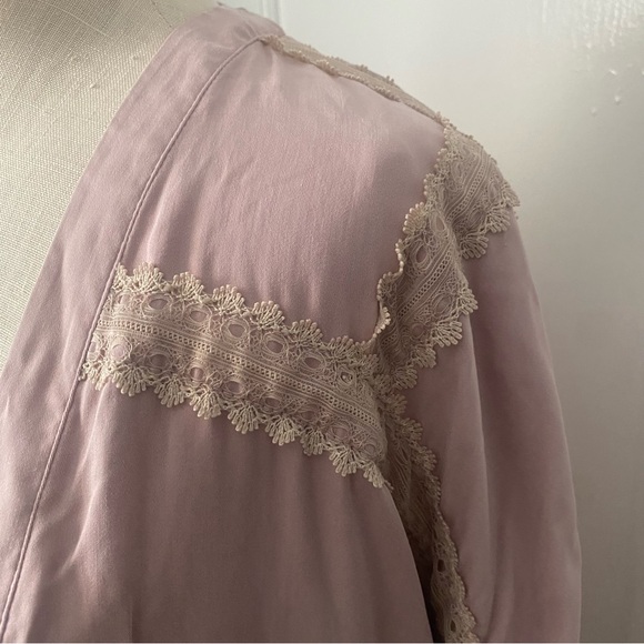 Logo Lavish Lori Goldstein short sleeve kimono wrap open cardigan mauve lace - Picture 4 of 15